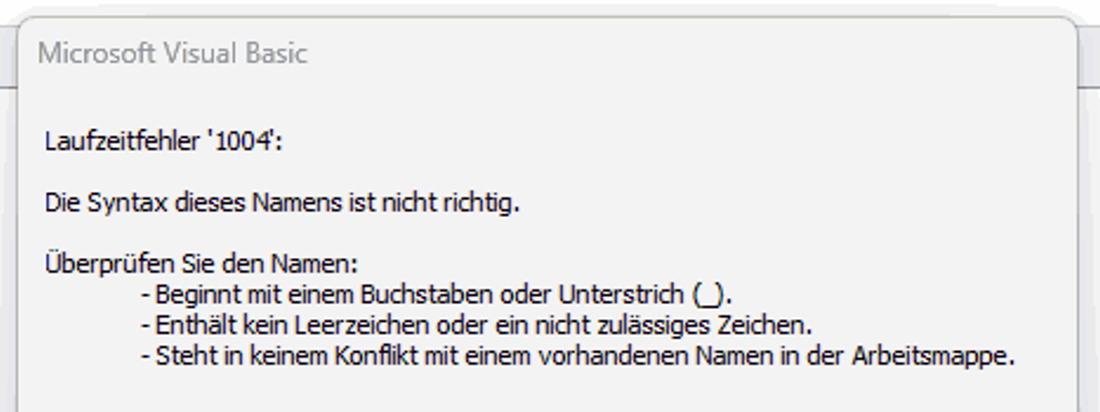 Laufzeitfehler 1004
